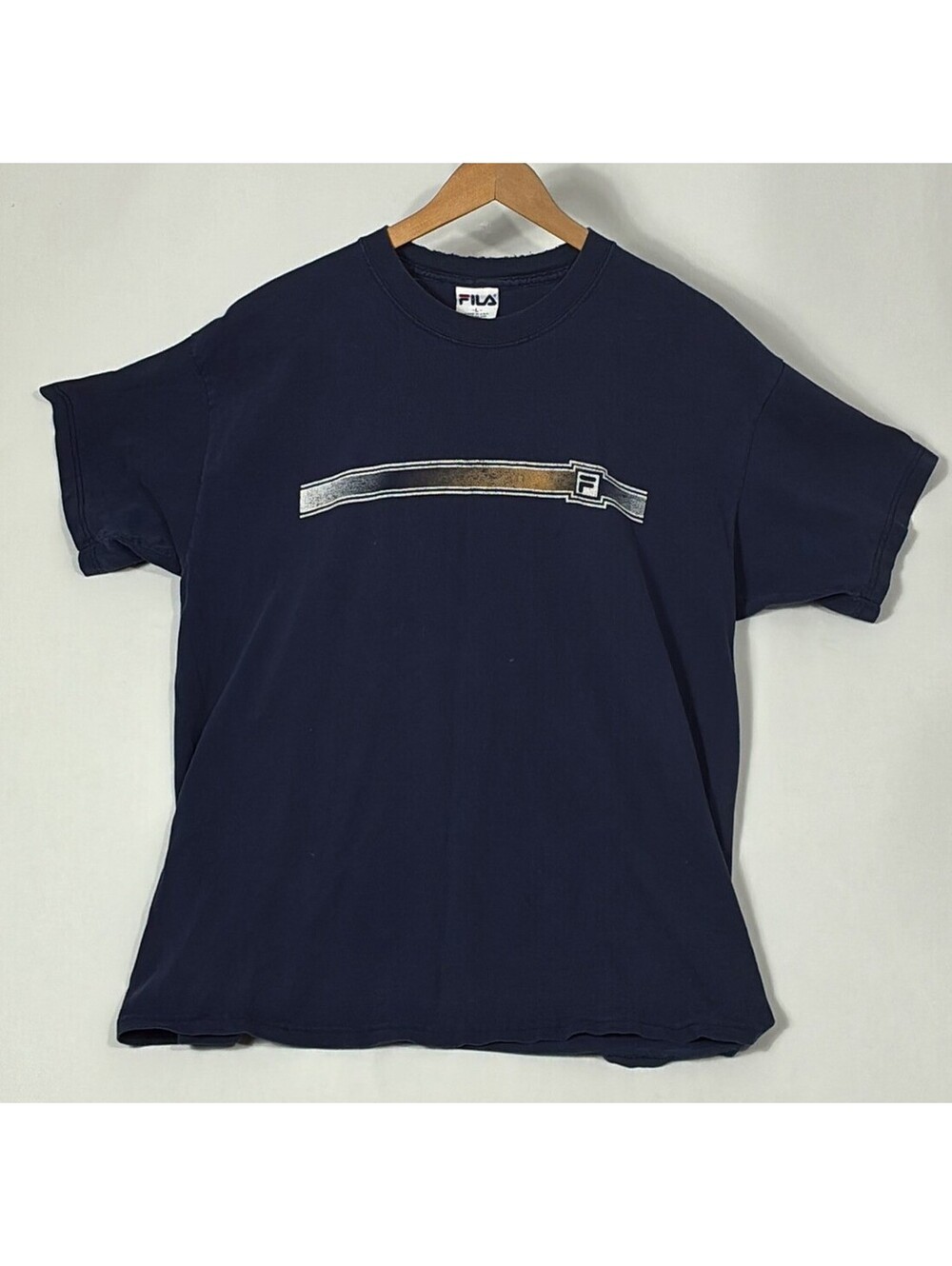 90s Fila T-Shirt Center Logo Graphic Made in USA Distressed